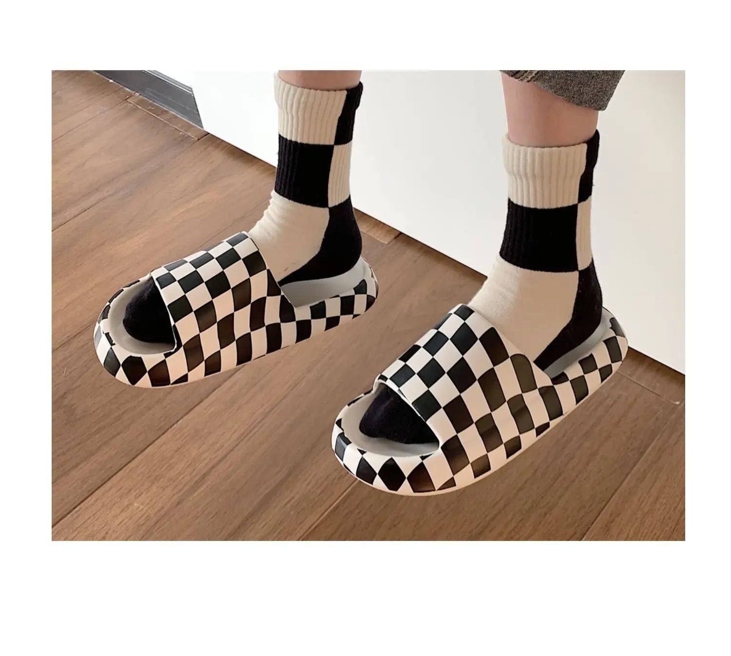 Chinelo Slide Divertido Quadriculado