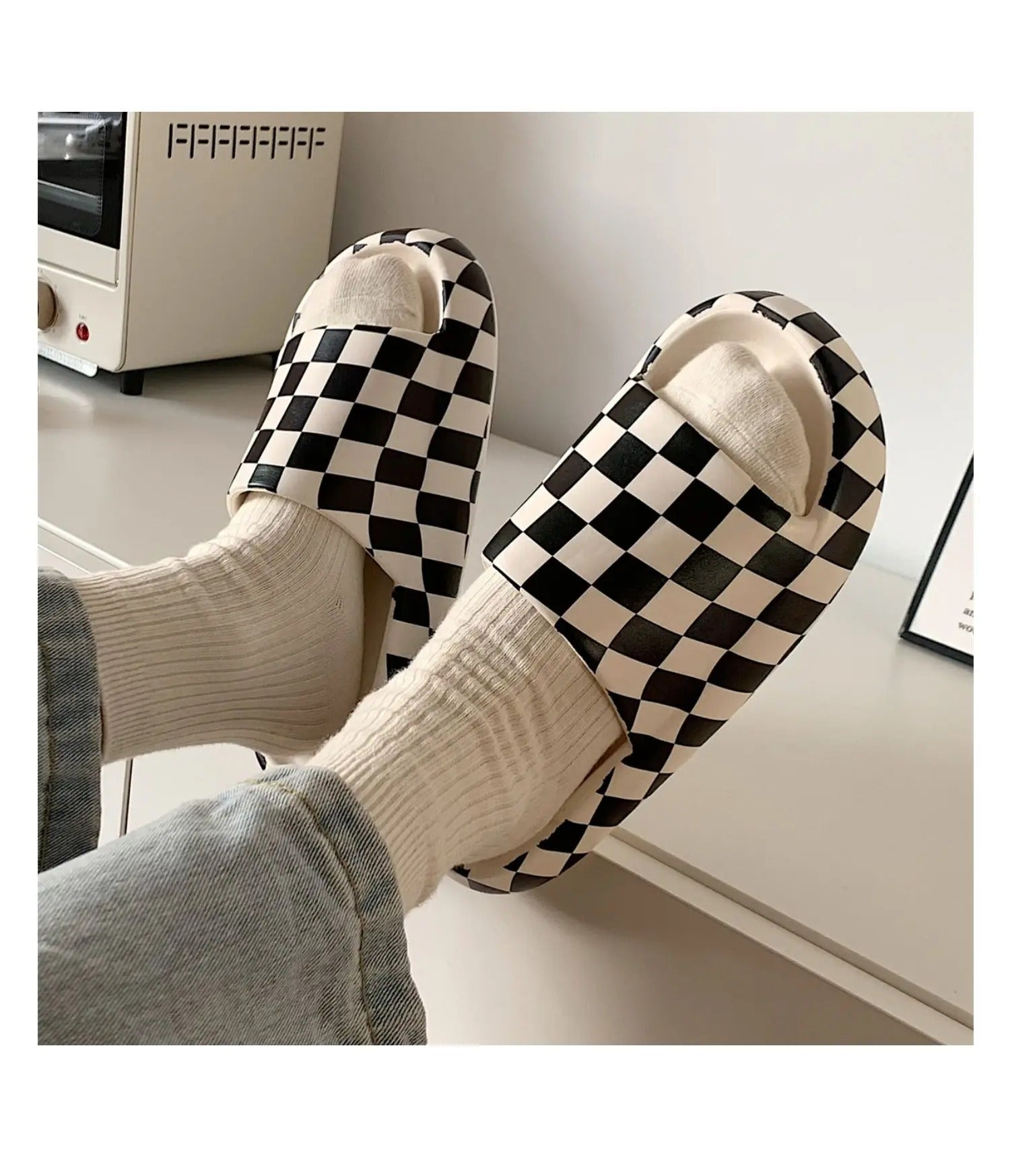 Chinelo Slide Divertido Quadriculado