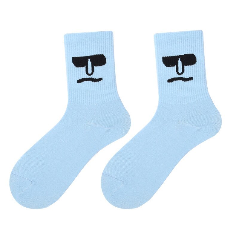 10 Pairs Lady Socks Surprise Cute Middle Tube Cotton Funny Expression Jacquard Individual Spring Autumn Harajuku Women Socks 0 Kolorido blue EU 35-40 China
