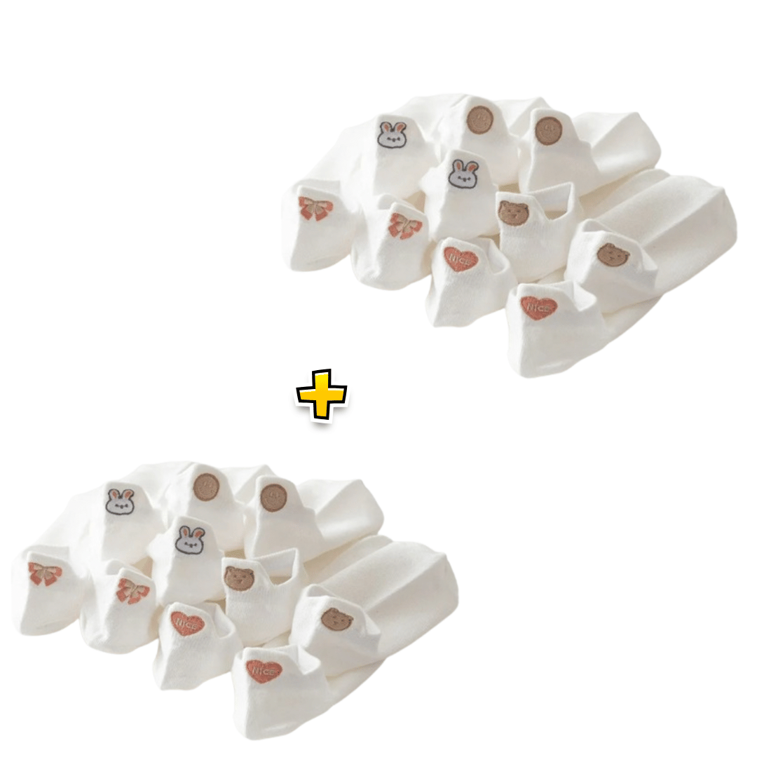 Meias Brancas Fofas - 5 pares