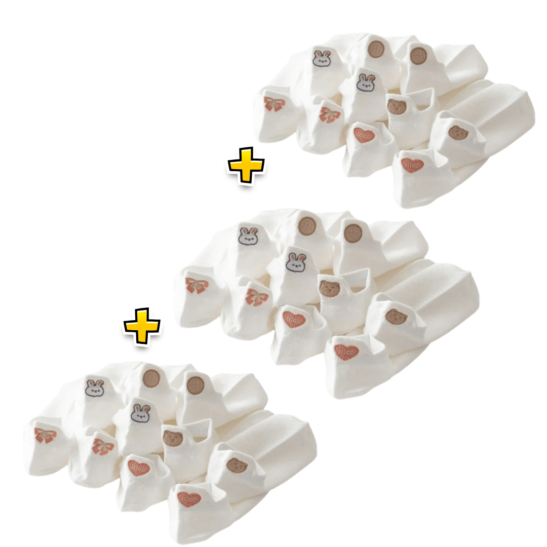 Meias Brancas Fofas - 5 pares