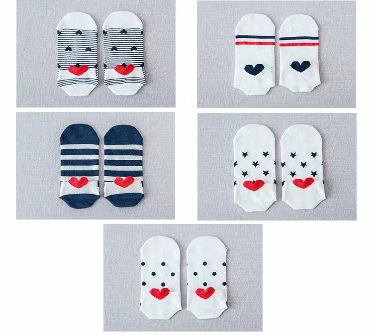 Meias Coração Casual - 5 Pares