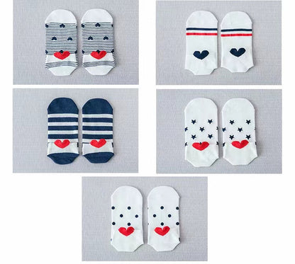 Meias Coração Casual - 5 Pares