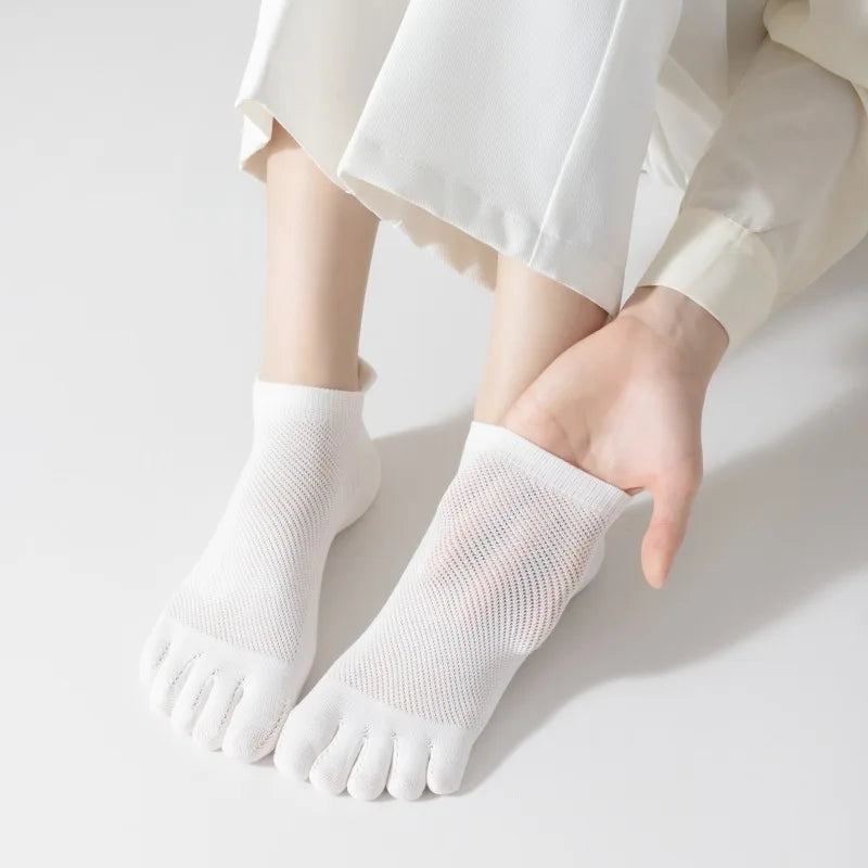 Meias Básicas Dedinhos Tons Neutros - 5 pares