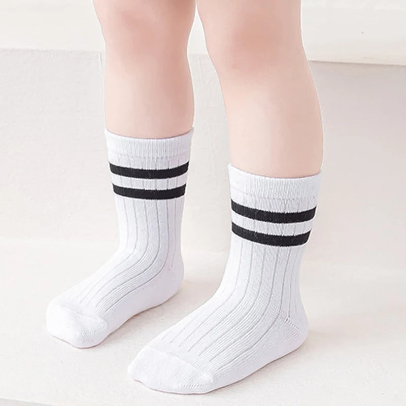 Meias Cano Alto Infantil Listrada- 3 Pares