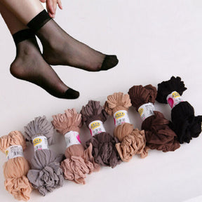 10 Pairs Summer Silk Transparent Glass Socks Women Cool Solid Color Ultra-thin Breathable Sexy Skin Sock Low-cost Wholesale 0 Kolorido 