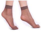 10 Pairs Summer Silk Transparent Glass Socks Women Cool Solid Color Ultra-thin Breathable Sexy Skin Sock Low-cost Wholesale 0 Kolorido coffee 10 pairs 