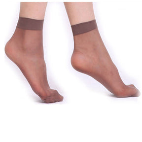 10 Pairs Summer Silk Transparent Glass Socks Women Cool Solid Color Ultra-thin Breathable Sexy Skin Sock Low-cost Wholesale 0 Kolorido coffee 10 pairs 