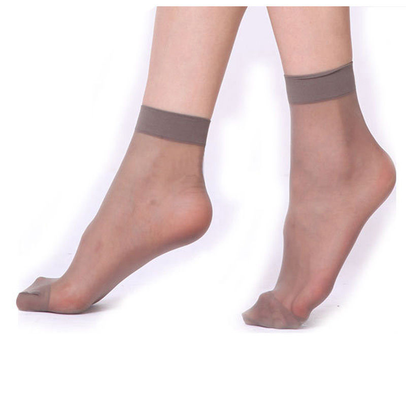 10 Pairs Summer Silk Transparent Glass Socks Women Cool Solid Color Ultra-thin Breathable Sexy Skin Sock Low-cost Wholesale 0 Kolorido grey 10 pairs 
