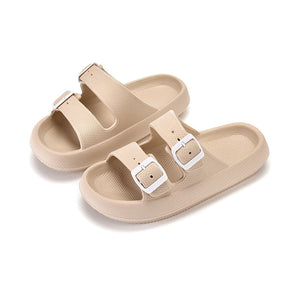 Chinelo Plataforma Slide com Fivelas 0 Kolorido Bege. 38-39 