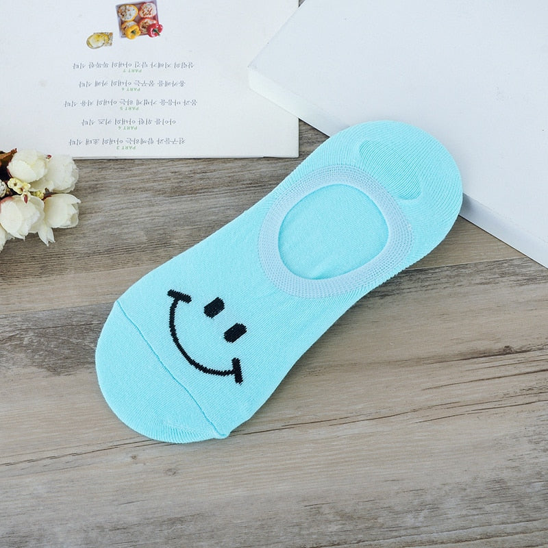 Meias Smiles Cute- 5 pares 0 Kolorido Azul Único(33-38) 