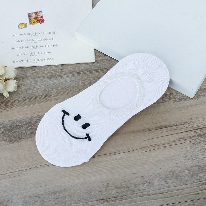 Meias Smiles Cute- 5 pares 0 Kolorido Branco Único(33-38) 