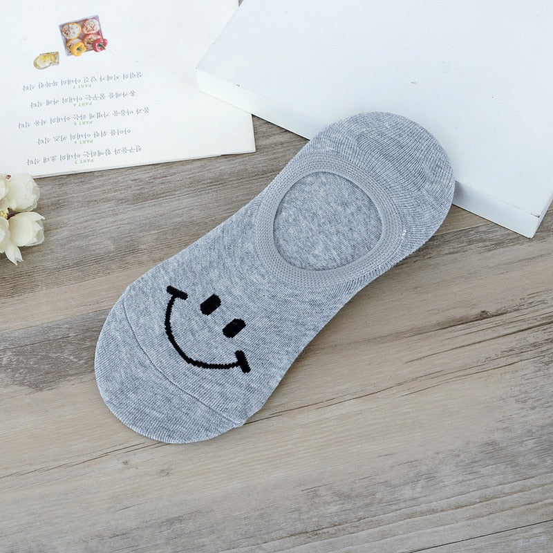 Meias Smiles Cute- 5 pares 0 Kolorido Cinza Único(33-38) 